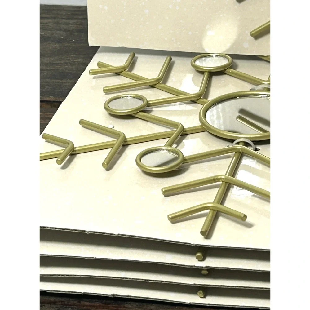 Gold Snowflake Winter Decor Mirrors Christmas Holiday Festive Wall Art Set of 5